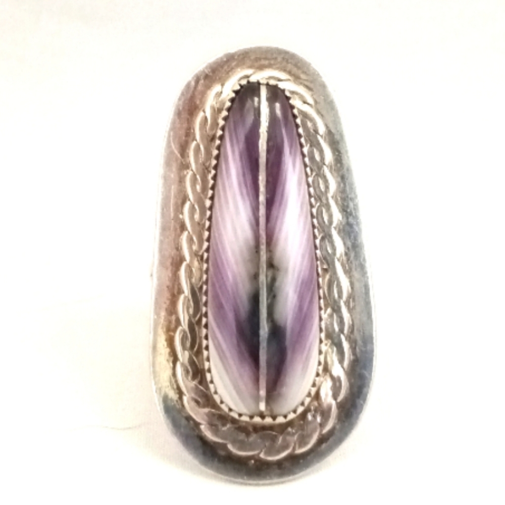 Antonio Grant Cherokee Wampum Quahog Shell Sterling Silver Ring